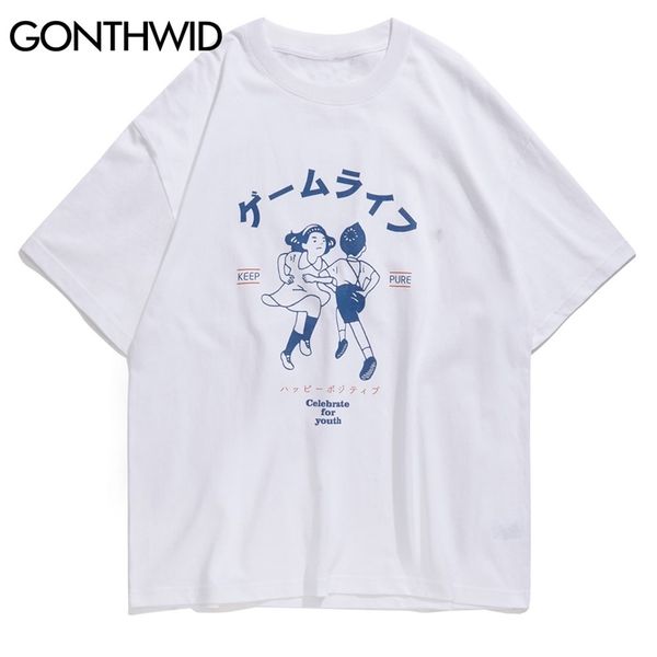 

gonthwid hip hop harajuku streetwear kids keep pure print short sleeve tees shirts mens casual loose tshirts fashion 220622, White;black