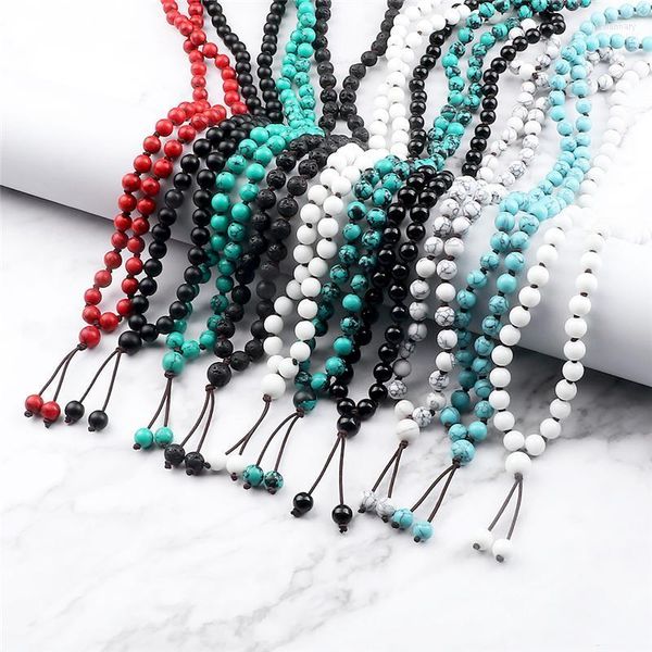 Стуковые пряди натуральные каменные браслеты для мужчин женщины бирюзовые лава черные матовые мультислойные браслетные ожерелья браслеты