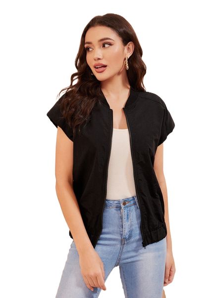 

baseball collar cap sleeve jacket 99ql#, Black;brown