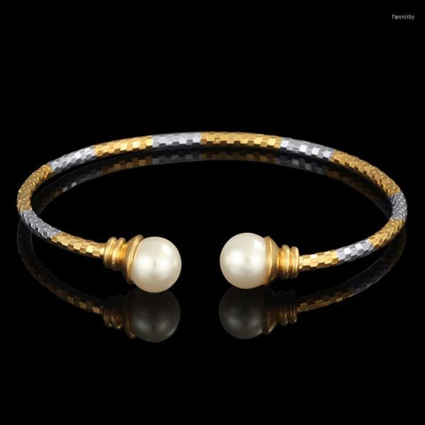 Link Cadeia de imitação étnica Pearl For Women Girls Gold Mix Color Silver Wedding Open Bracelet Open Dubai Jewelry Fawn22