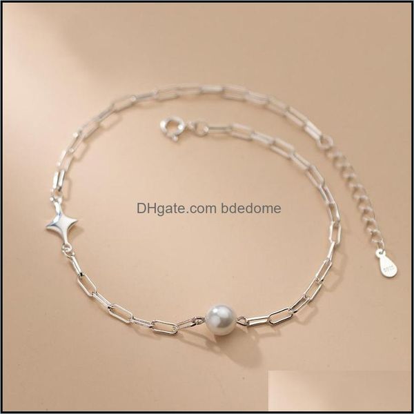 

anklets real 925 sterling sier dainty pearl anklet hollow chain simple ankle bracelets fine jewelry foot chains for women dr bdedome dhnqu, Red;blue