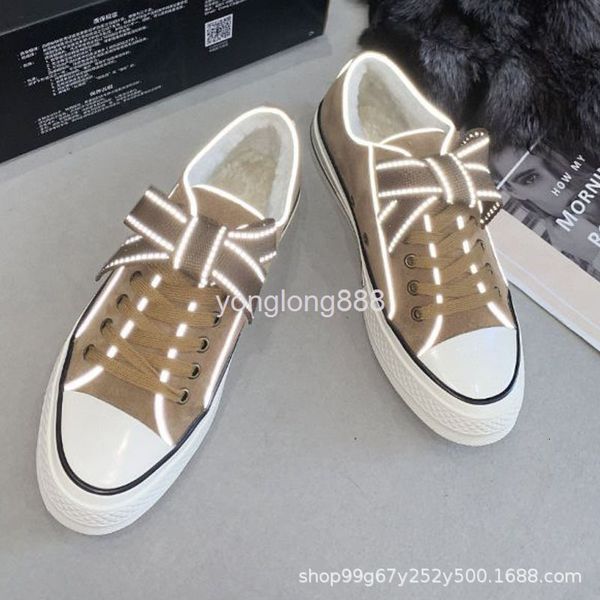 

dress shoes reflective canvas shoes women's winter students wear ulzzang korean warm and luminous small white, Black