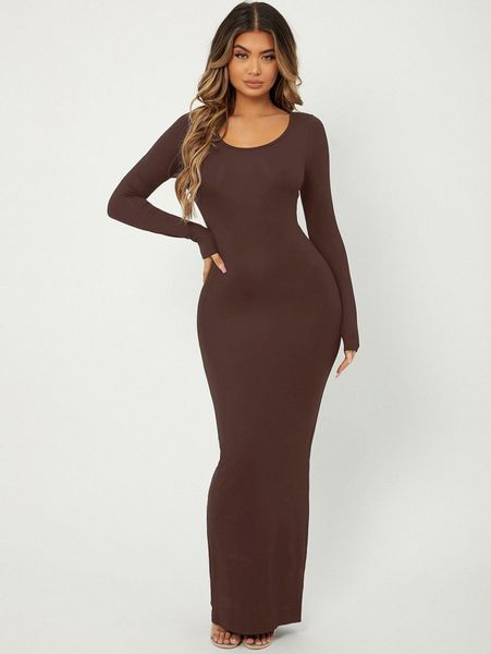 

sxy solid maxi bodycon dress z3e3#, Black;gray