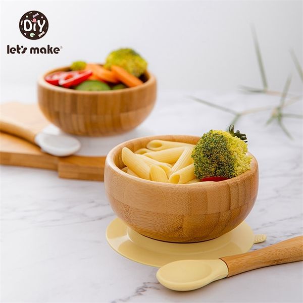 

1set silicone baby feeding bowl set bamboo spoon baby learning dishes suction bowl kids toddler assist plate children tableware 220512