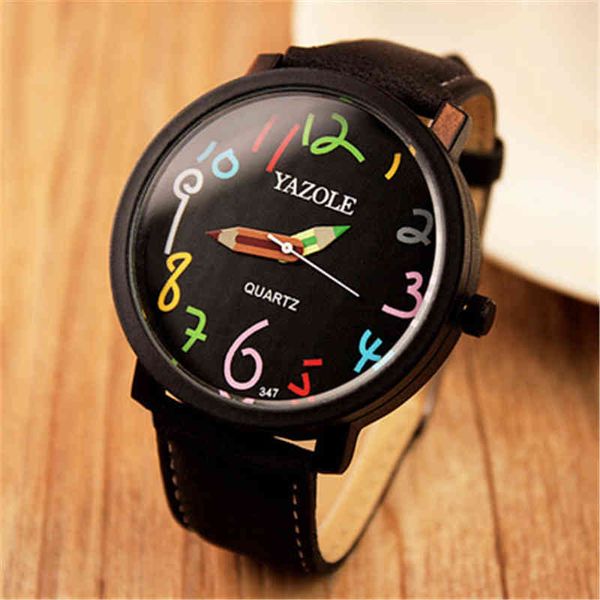 

2022 new stylish women's watches yazole brand pencil clock hodinky ladies leather watchband quartz saats montre femme, Slivery;brown