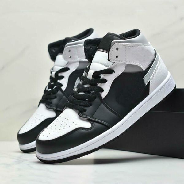 

1 mid white shadow women men basketball shoes black grey white red outdoor sports sneakers mens trainers9zmi
