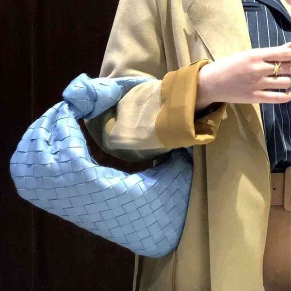 

original edition venetas's bottegass's blue handbags 2022mini ice woven dumpling pillow leather hand underarm bag i1f3