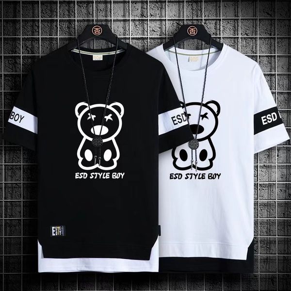 

mens t shirts korean fashion summer streetwear print t shirt casual men clothing harajuku short sleeve tees men 220704, White;black