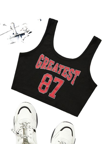 

letter graphic crop tank z5o9#, White