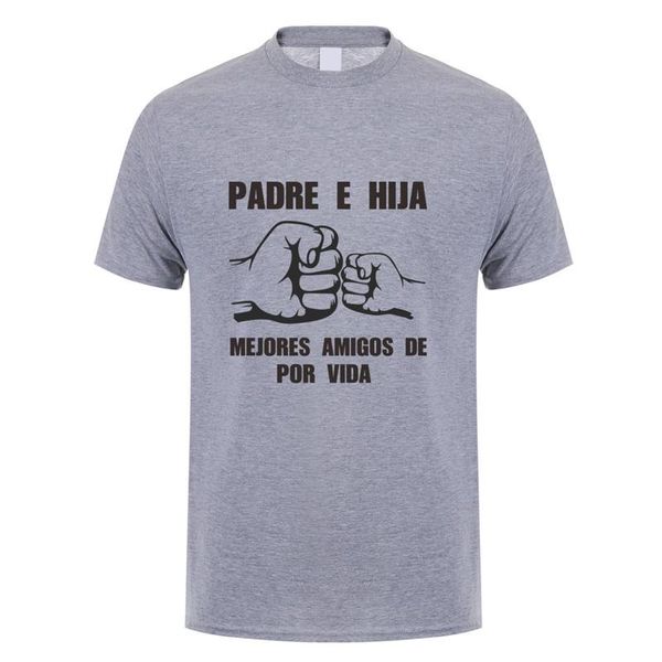 Camisetas masculinas espanhol pai e filha dia dos pais pai presente engraçado camiseta homens manga curta homem tshirt sf-15