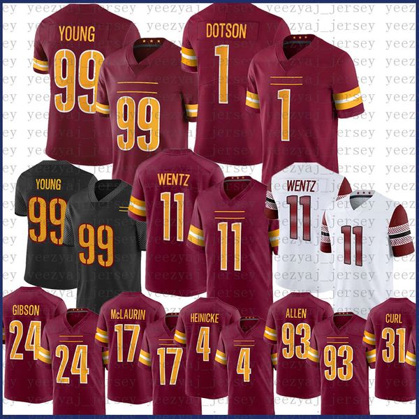 

commanders football jersey washingtons carson wentz chase young jahan dotson terry mclaurin antonio gibson montez sweat dyami brown kendall, Black;red