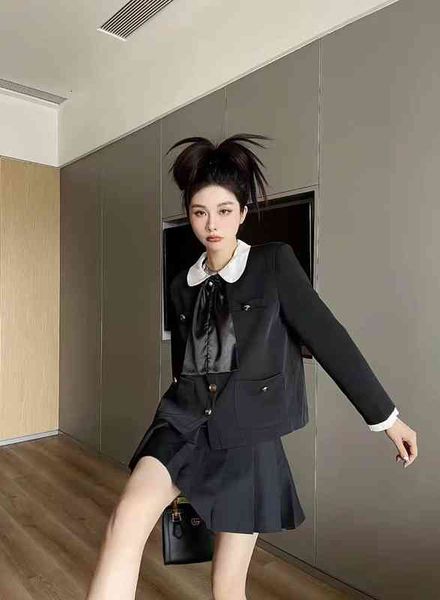 

women's suits & blazers gu spring bow doll collar fashion suit coat, White;black