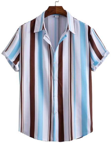 

men random vertical striped shirt l16g#, White;black