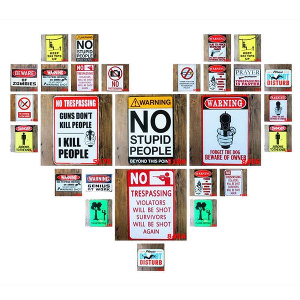 

18 styles warning vintage metal tin signs retro plaque art poster painting decorative wall plates bar pub home decor