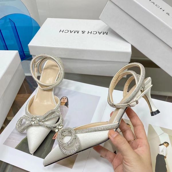 

summer new style sandal heel shoes pointed rhinestone bow tie cross strap satin french minority covered head flat sandals single shoe women, Black