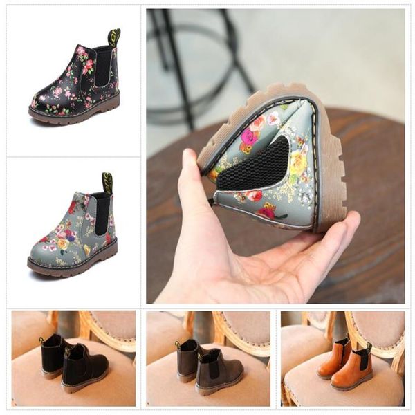 

kids autumn baby boys oxford shoes for children dress boots girls fashion martin toddler pu ieather boot black brown gray278o, Black;grey