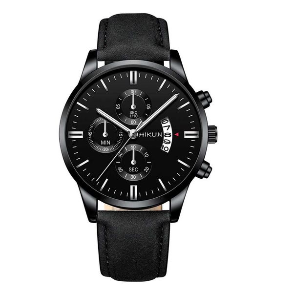 

2022 watches men fashion sport stainless steel leather band watch quartz business wristwatch reloj hombre, Slivery;brown