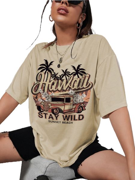 

letter & tropical print tee c7ry#, White