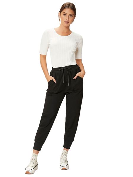 

motf premium cotton cropped drawstring joggers v7tj#, Black;white