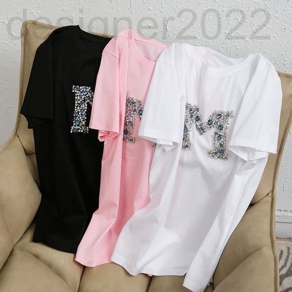 

women's t-shirt designer nanyou high end women's clothing summer fashion heavy industry  letter small fragrance short sleeve t-sh, White