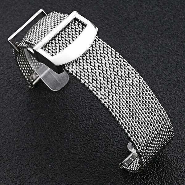 

watch accessories band folding clasp 20 22mm milanese stainless steel mesh for iwc portofino family series strap, Black;brown