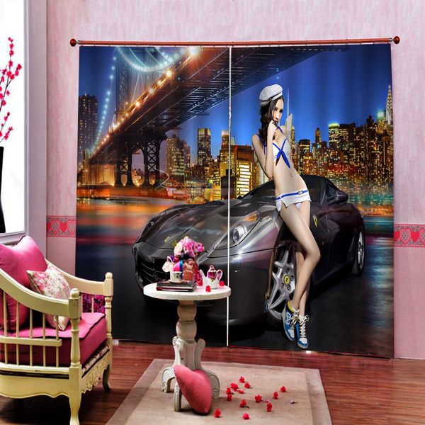 Impressão HD Criativo Cortina 3D Estereoscópico Estilo Europeu para sala de estar quarto decoração moderna cozinha blackout cortinas 100%