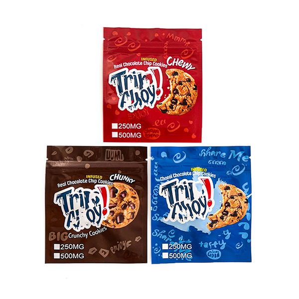 

trip ahoy mylar bags edibles packaging bag empty infused chocolare chip package bag 250mg 500mg chews orginal crunchy ziplock packing baggie