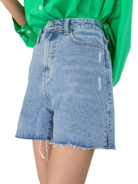 

dazy ripped frayed hem denim shorts x2nc#, White;black