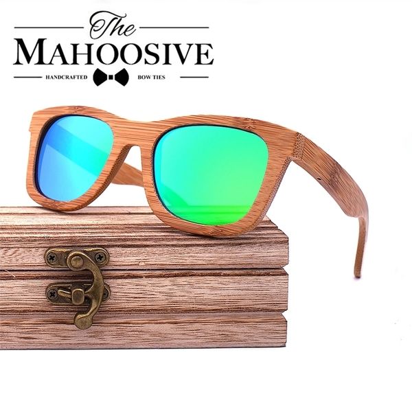 

natural bamboo wooden sunglasses handmade polarized mirror coating lenses eyewear glasses original wood de sol masculino 220616, White;black