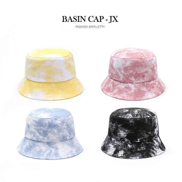 

designer bucket trucker straw hat man woman new style personalized street versatile fashionable color gradient tie dyeing single side wearin, Blue;gray