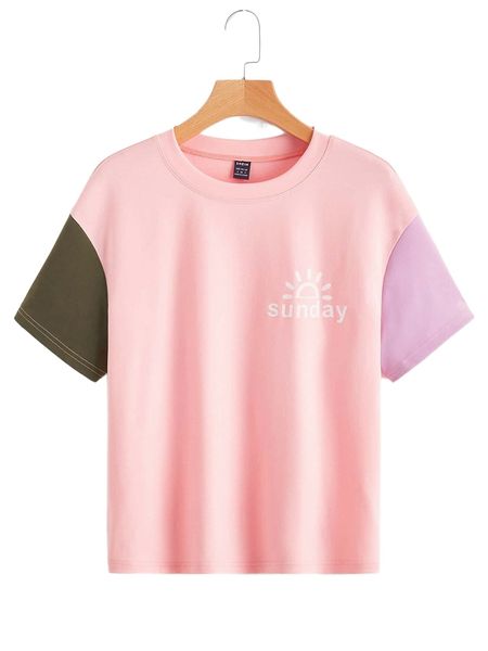 

letter graphic colorblock drop shoulder tee l7zn#, White