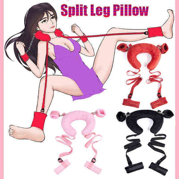 

factory online export designer brand toys u-shaped plush neck pillow with handcuffs&ankle open strap position aid woman toy set, Silver