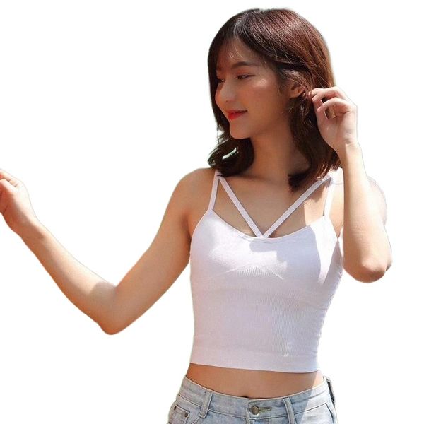 

women's tanks & camis romexp cutout vest ladies streetwear short belly button bra slim sling angel cross beauty back tank f8ic#, White