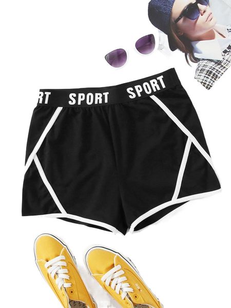 

sport graphic contrast binding shorts 55av#, White;black