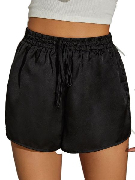 

drawstring waist wide leg shorts i1al#, White;black