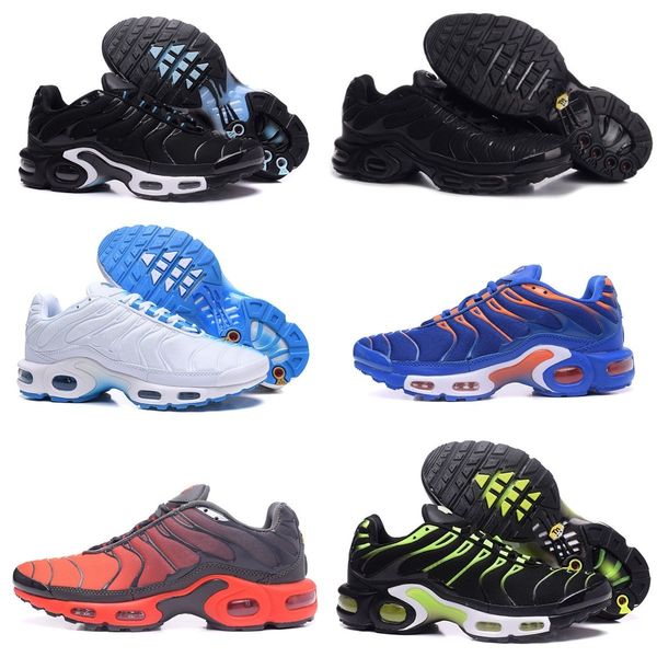 

mens 2022 tn running shoes og triple black white be true max plus ultra seafoam grey frost pink teal volt blue crinkled metal tns requin