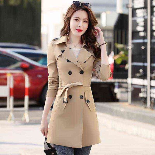 

women's trench coats coat spring autumn fashion long ladies elegant slim fit plus size 6xl windbreaker lwl566 t220809, Tan;black
