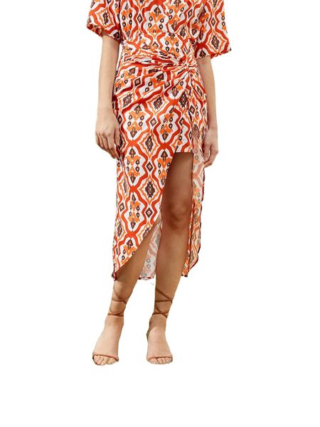 

geo graphic twist detail skirt h5df#, Black