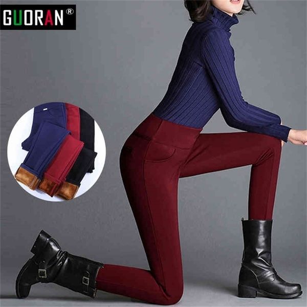 

women pants elegant plus size velvet warm for winter fleece stretch black high waist pencil pants female trousers patchwork 210412, Black;white