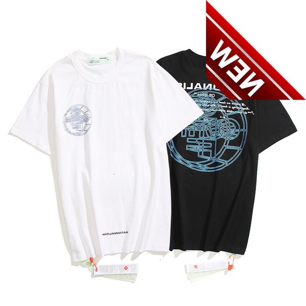 

50%discount white off cotton 21ss new short sleeve geometric ghosting pattern graffiti arrstyle style fashion t-shirt for lovers factory dir, White;black