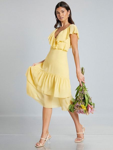 

ruffle trim layered hem dress g4tz#, Black;gray