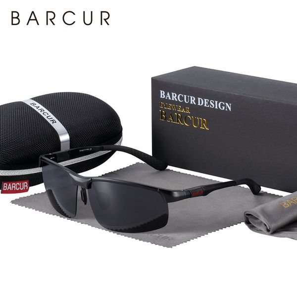 

barcur sports aluminium sunglasses men polarized man brand driving eyewear 220510, White;black