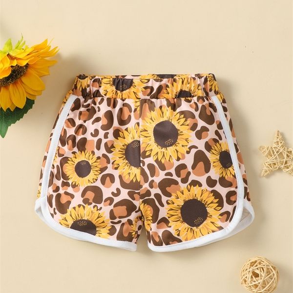 

baby leopard and sunflower contrast binding shorts she, Black