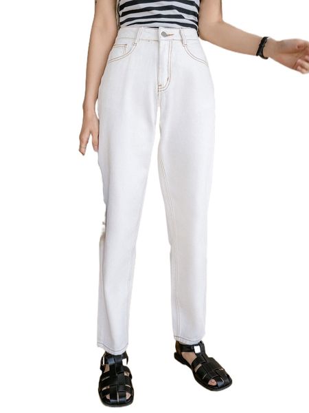 

dazy high waist stitching tapered jeans l8xx#, Blue