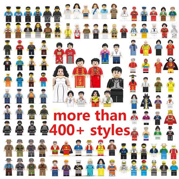 Hunderte von Stilen, Cartoon-Figuren, Bausteine, Minifiguren, Spielzeug, Kleinpartikel-Montage, Phantom-Ninja-Puppe, Huhn, das zufällige Geschenke isst