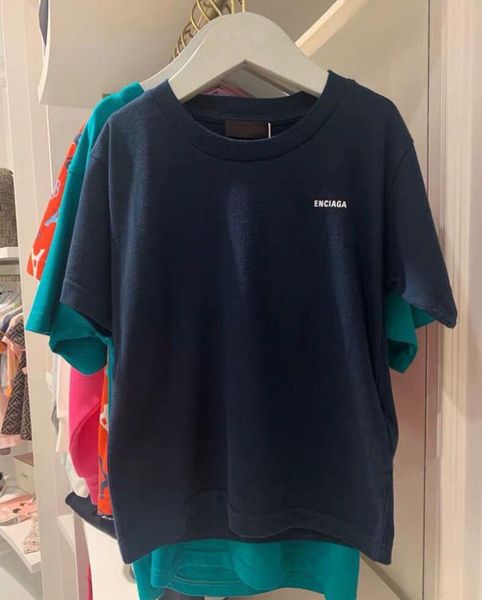 

age 0-12t baby dark blue color t-shirts short sleeve tees kids boys girls children casual letter embroidery pattern t-shirts pullover 100-1
