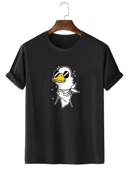 

romwe guys duck graphic tee x2pk#, White;black