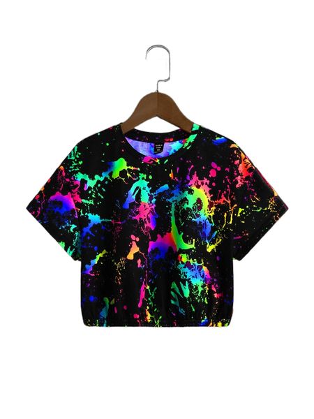

plus reflective splash ink print tee s0ms#, Black