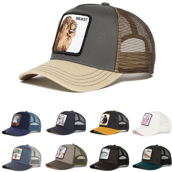 

fashion animal anime cotton baseball cap men women hip hop dad mesh trucker hat drop 220629, Blue;gray