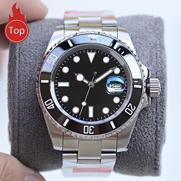 

luxury mens watches automatic mechanical ceramics 40mm full stainless steel gliding clasp swimming wristwatches sapphire luminous watch fact, Slivery;brown